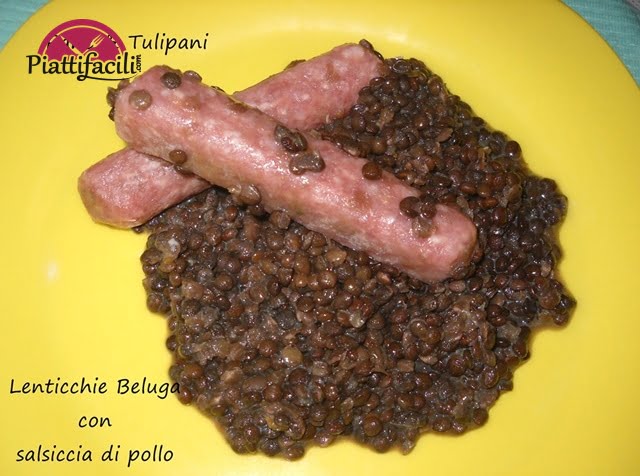 lenticchie Beluga con salsiccia di pollo