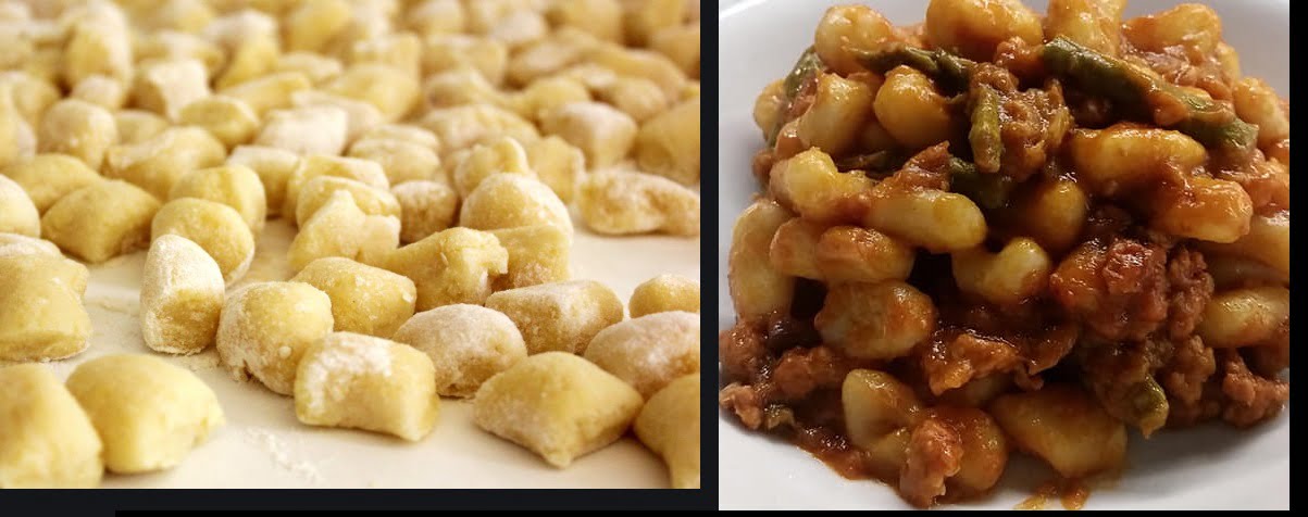 Gnocchi fatti in casa con asparagi e ragù di salsiccia