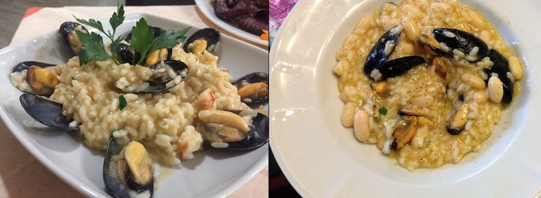 Risotto con le cozze ed altri ingredienti al sapore di mare