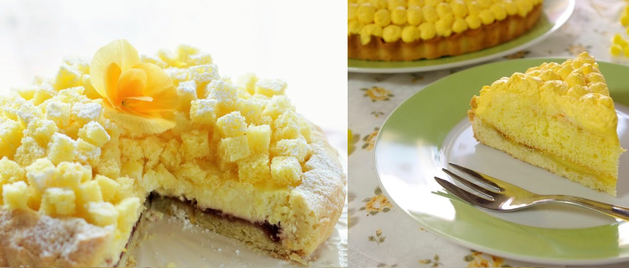 Crostata Mimosa doppio strato con crema al limone
