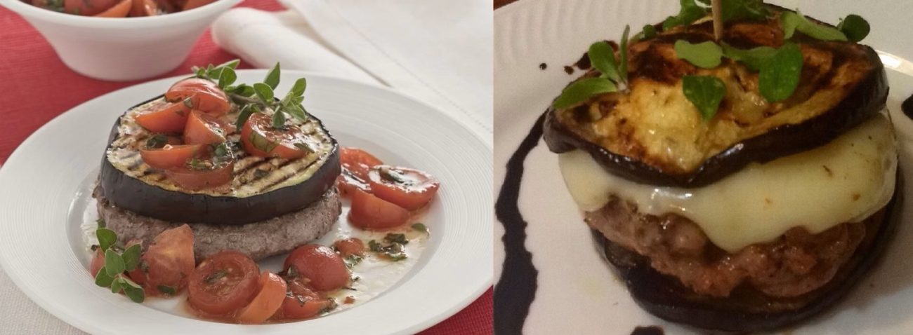 Panino di Melanzana con hamburger , pomodorini e philadelphia