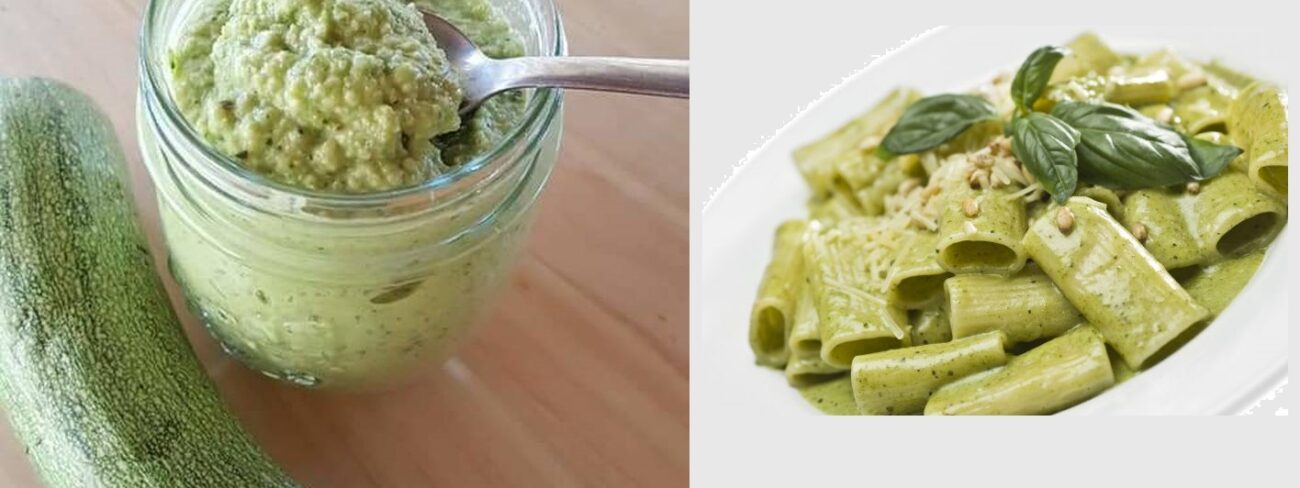 Pesto di zucchine e Mandorle , condimento per pasta o tartine