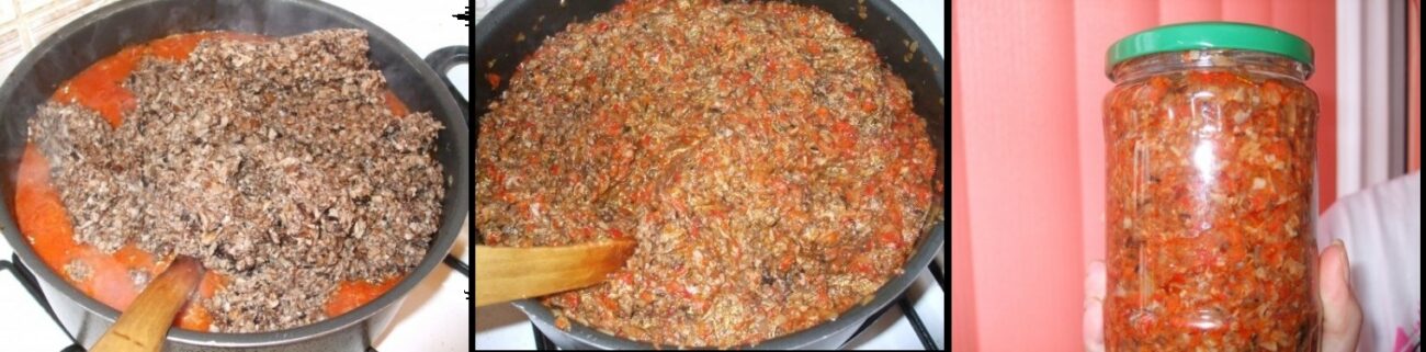 Zacusca de ghebe , salsa di funghi e peperoni