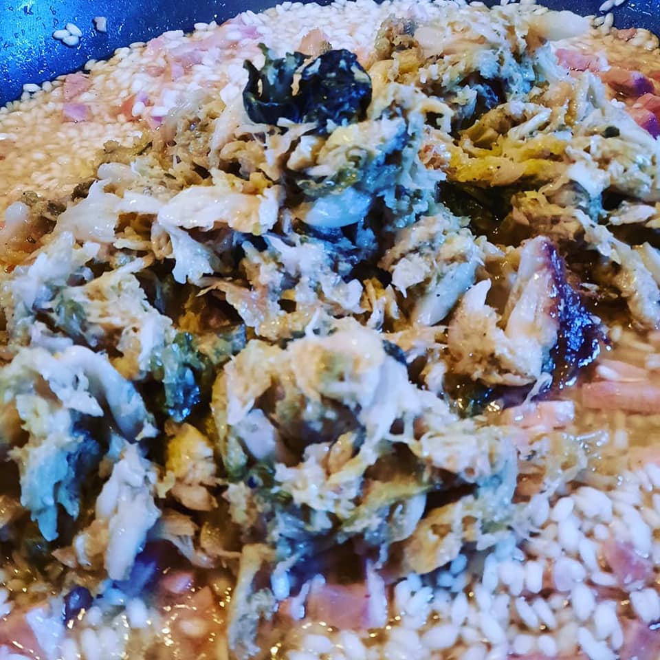 Risotto con cavolo verza e pancetta stufata