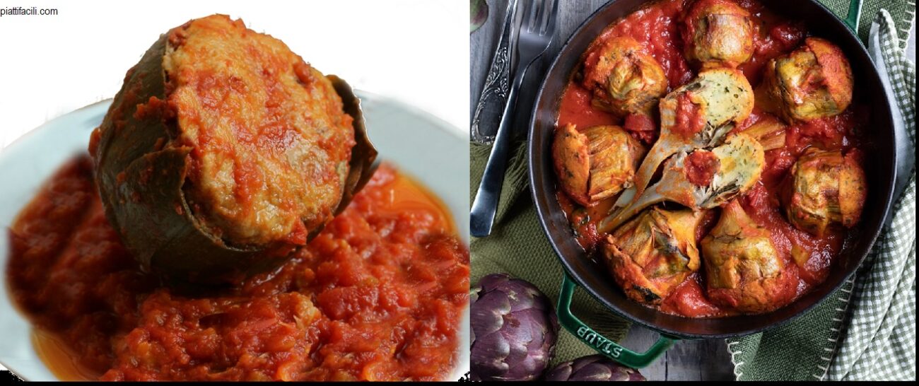 Carciofi ripieni con tappo d’uovo al sugo